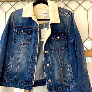 Kensie Denim Jacket with Cream Fleece Collar